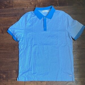 Bugatchi Sky Blue Polo with Royal Blue Details